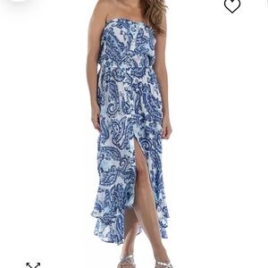 Dotti Blue Floral Sleeveless Maxi Dress Swim Cover-up NWT XLarge